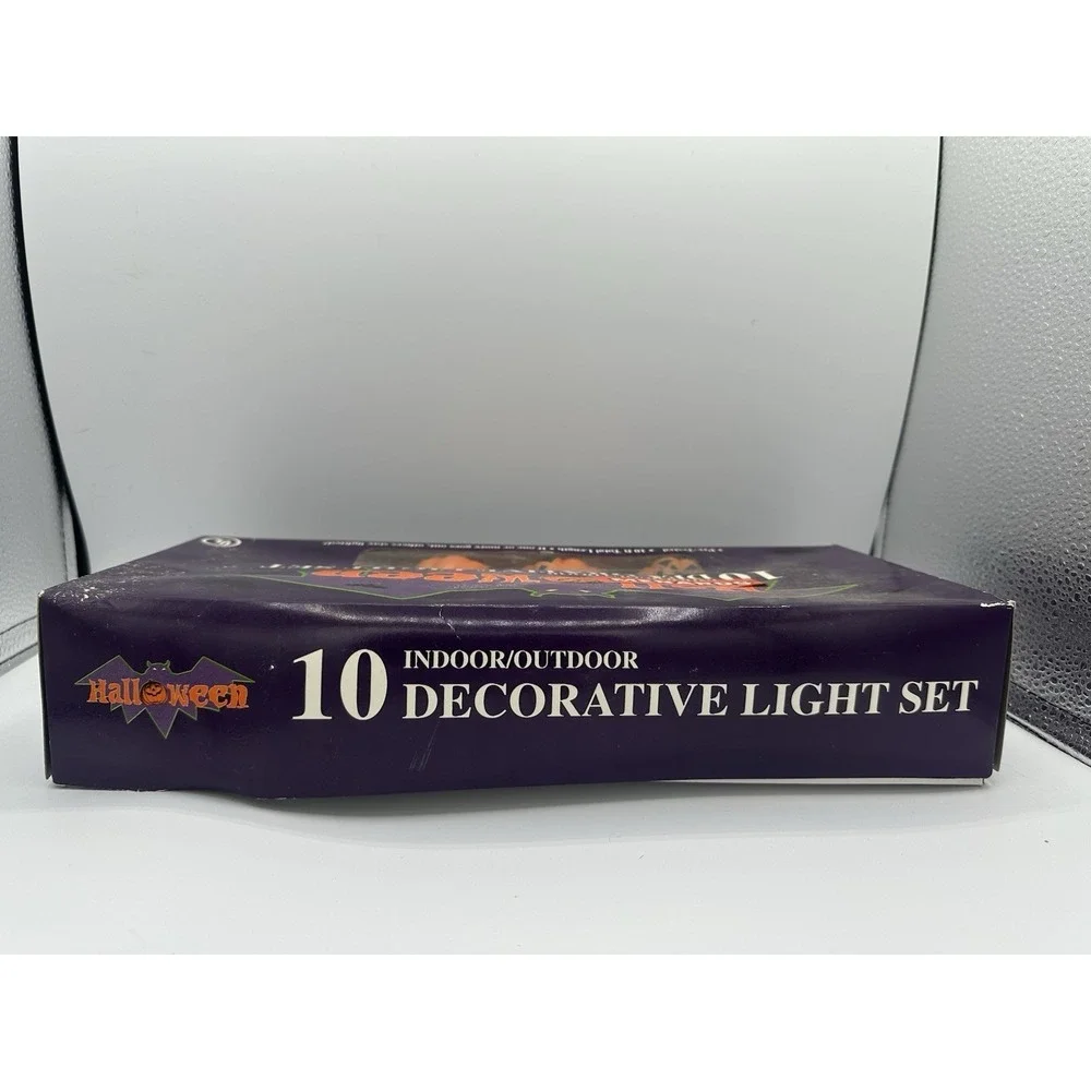 Vtg Halloween String Lights Set of 10 Jack O‎ Lantern Pumpkin Blow Mold WORKING